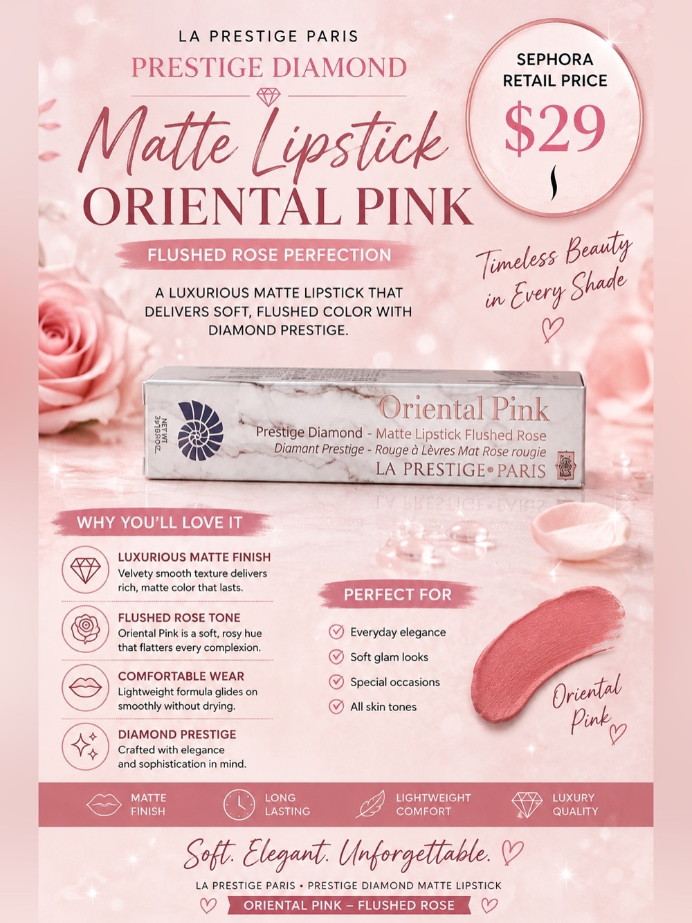 La Prestige Paris Matte Lipstick — Oriental Pink